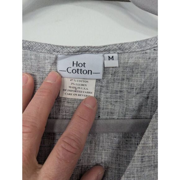 Hot Cotton Linen Blend Shirt women's size medium silver tunic lagenlook - Picture 3 of 7
